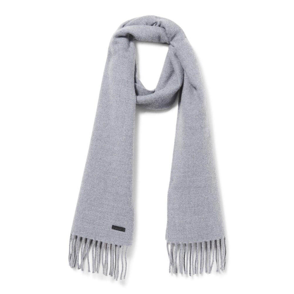 2656 Wool Textured Small Logo Scarf, moonrock grey, One Size